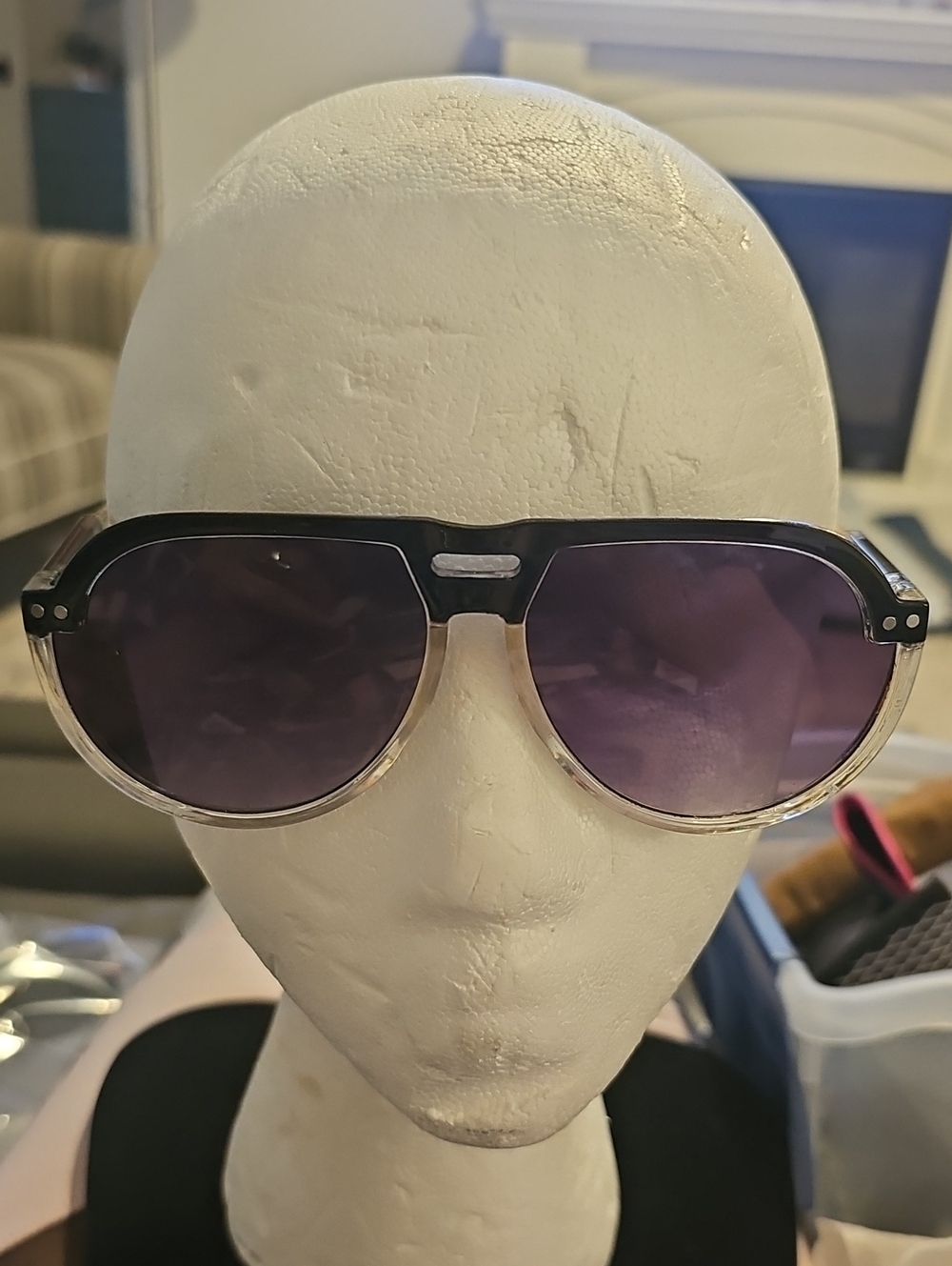 Retro Aviator Sunglasses in Black and Purple. UV400 PROTECTION